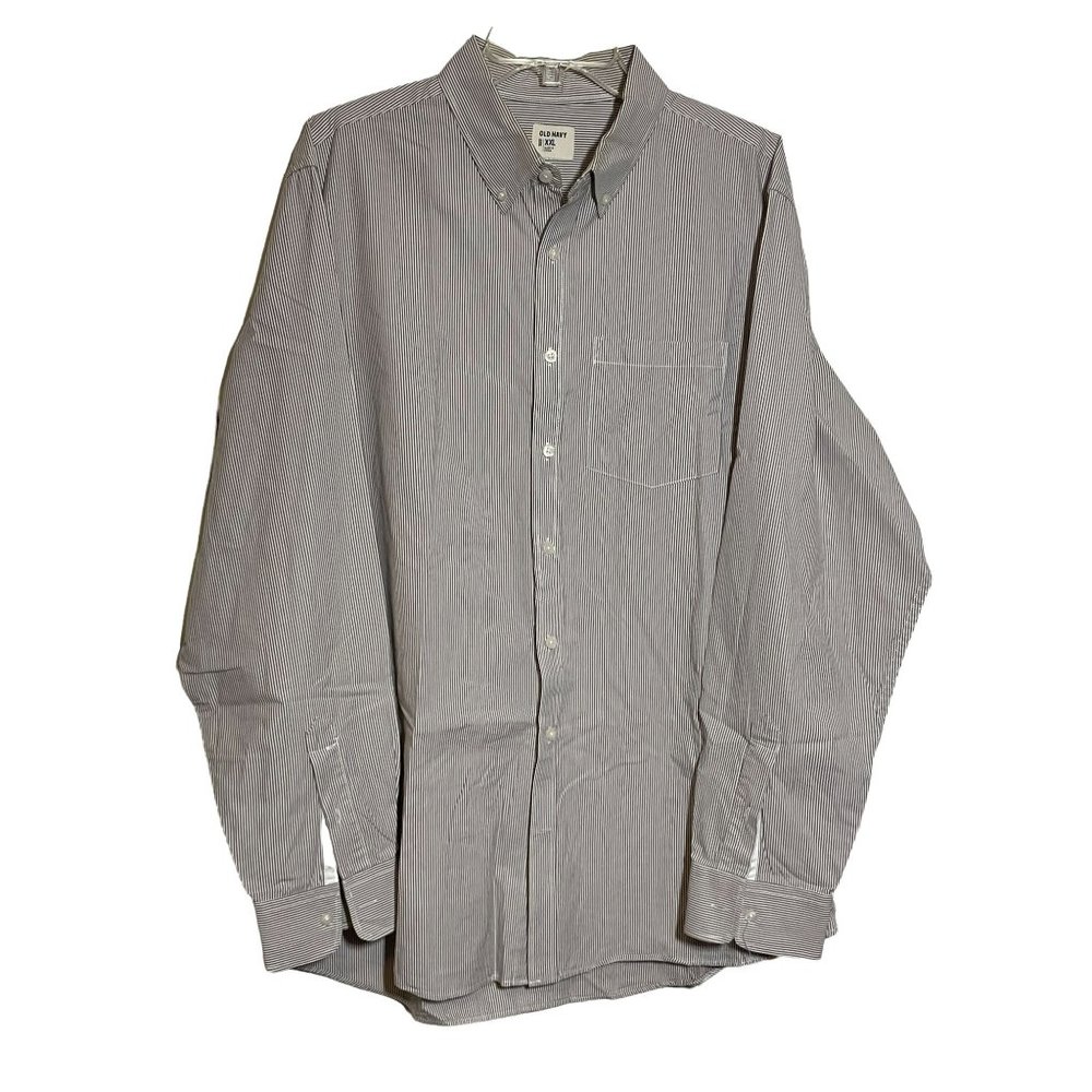 Old Navy Shirt‎ Size XXL Mens Classic Button Up Long Sleeve Brown Pin Stripe 2XL